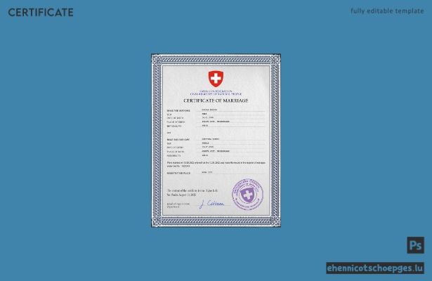Schweizer Heiratsurkunde (PSD-Beispielvorschau)
